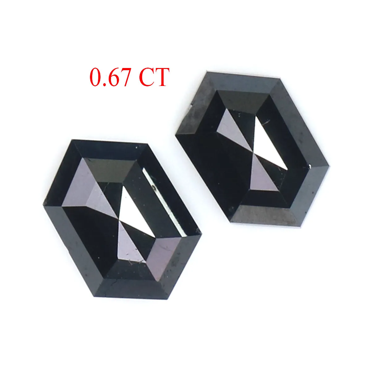 0.67 CT Natural Loose Hexagon Cut Pair Diamond Black Hexagon Cut Diamond 5.60 MM Natural Loose Black Color Hexagon Rose Cut Diam