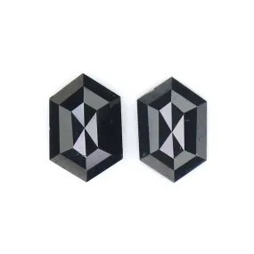 0.67 CT Natural Loose Hexagon Cut Pair Diamond Black Hexagon Cut Diamond 5.60 MM Natural Loose Black Color Hexagon Rose Cut Diam