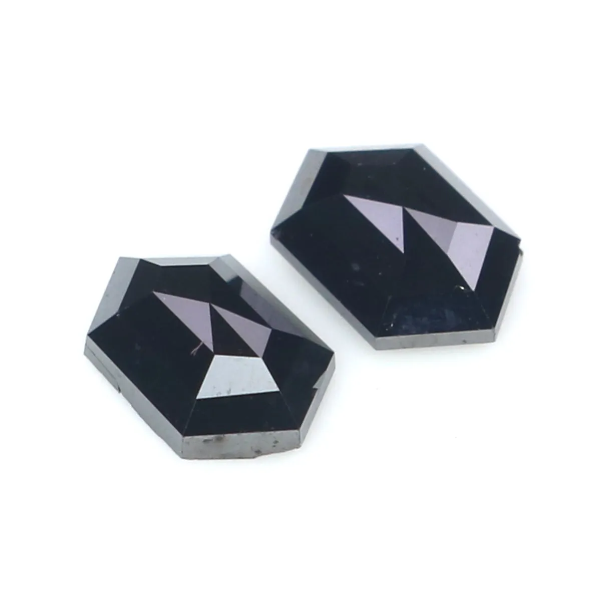 0.67 CT Natural Loose Hexagon Cut Pair Diamond Black Hexagon Cut Diamond 5.60 MM Natural Loose Black Color Hexagon Rose Cut Diam