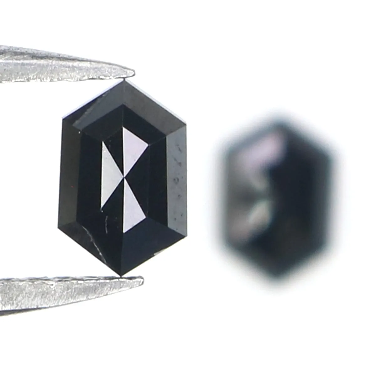 0.67 CT Natural Loose Hexagon Cut Pair Diamond Black Hexagon Cut Diamond 5.60 MM Natural Loose Black Color Hexagon Rose Cut Diam