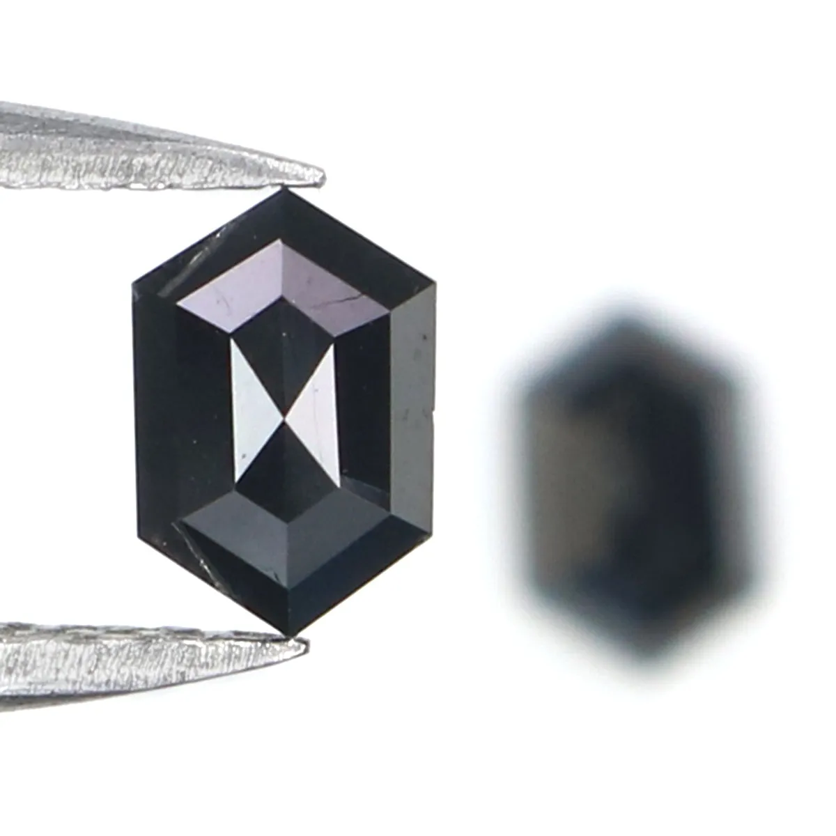 0.67 CT Natural Loose Hexagon Cut Pair Diamond Black Hexagon Cut Diamond 5.60 MM Natural Loose Black Color Hexagon Rose Cut Diam