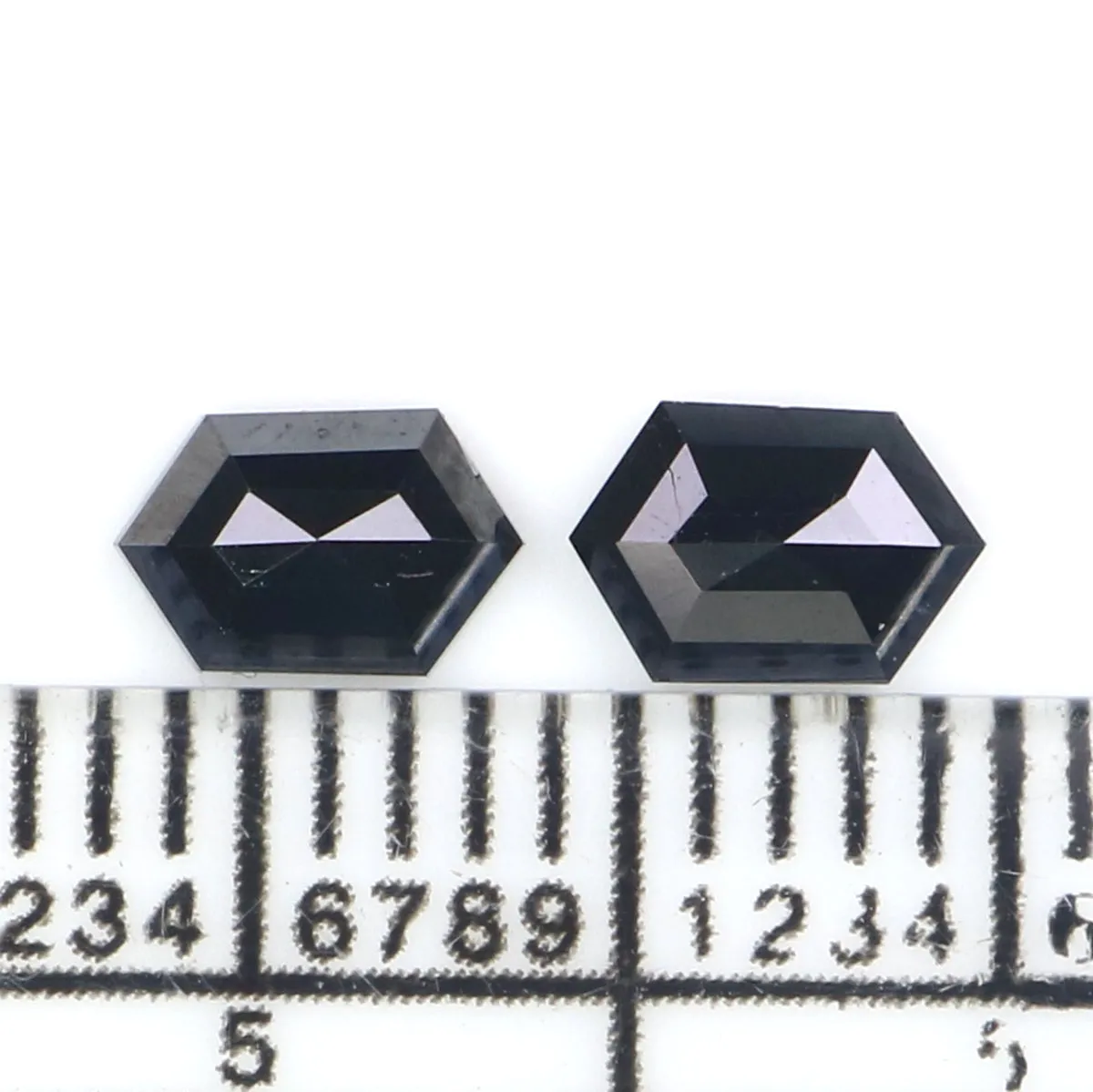 0.67 CT Natural Loose Hexagon Cut Pair Diamond Black Hexagon Cut Diamond 5.60 MM Natural Loose Black Color Hexagon Rose Cut Diam