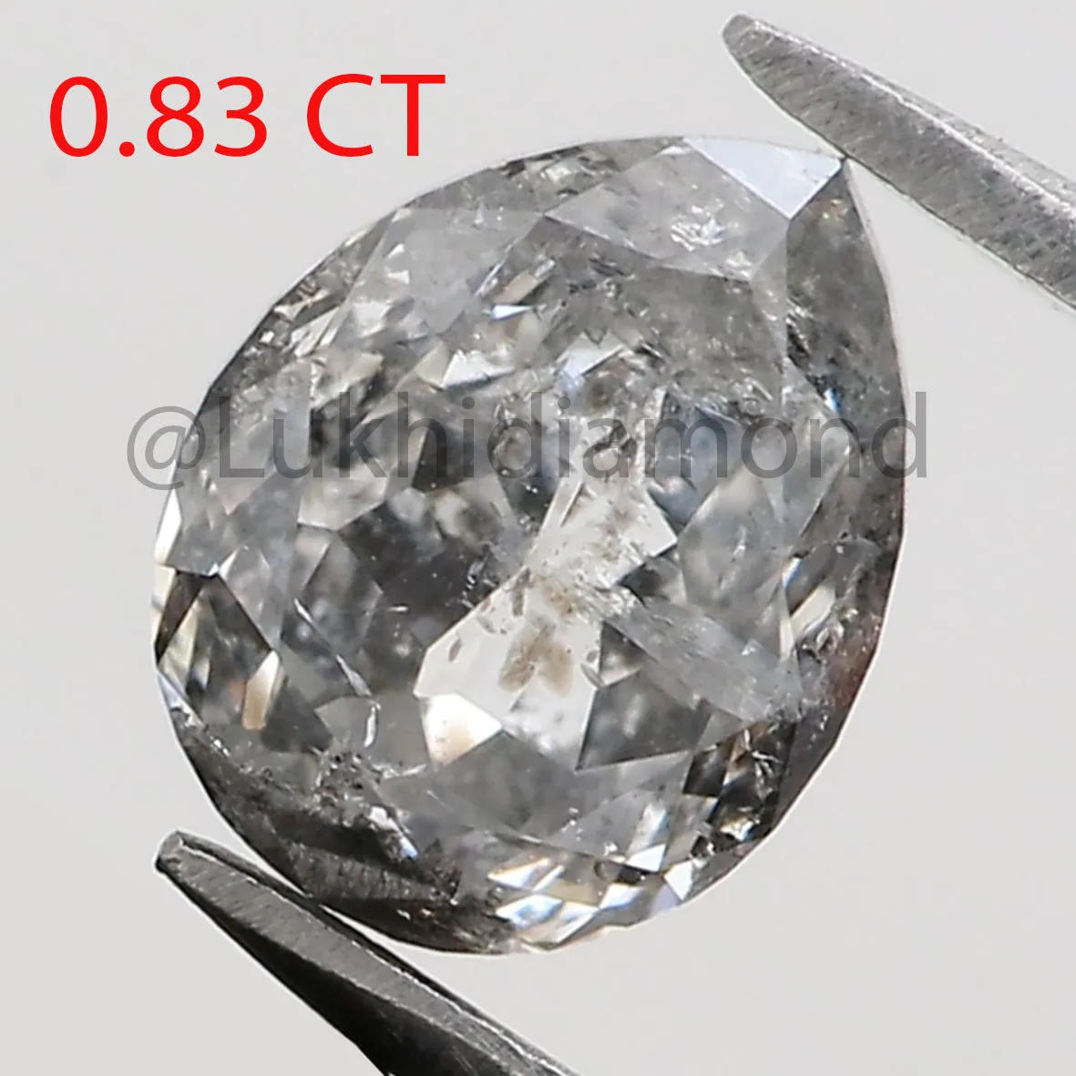 0.83 CT Natural Loose Pear Shape Diamond Salt And Pepper Pear Cut Diamond 6.30 MM Natural Black Grey Diamond Pear Rose Cut Diamo