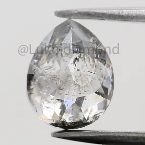 0.83 CT Natural Loose Pear Shape Diamond Salt And Pepper Pear Cut Diamond 6.30 MM Natural Black Grey Diamond Pear Rose Cut Diamo