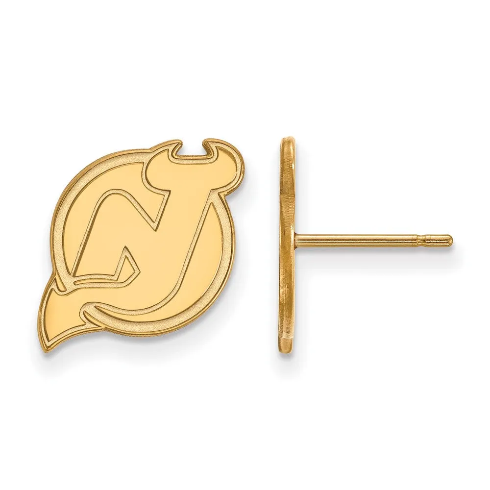 10k Yellow Gold NHL New Jersey Devils Small Post Earrings