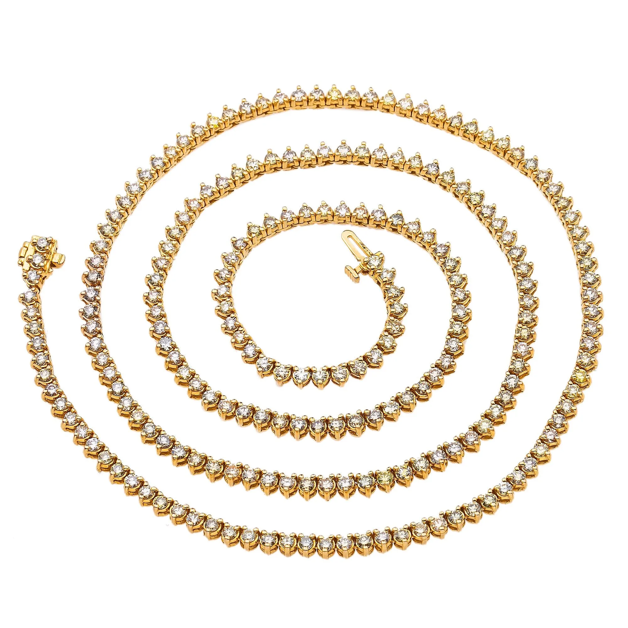 14K Yellow Gold Men's Tennis Chain With 12.00 CT Diamonds