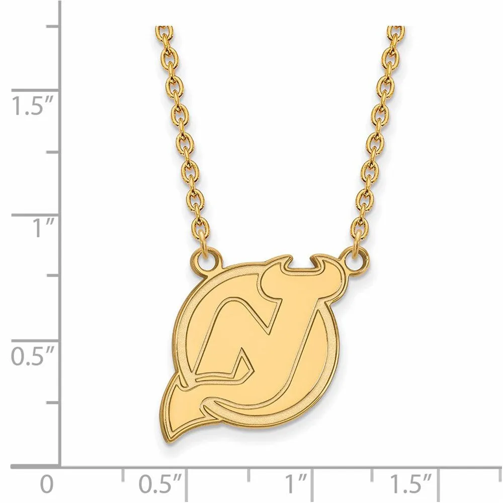 14k Yellow Gold NHL New Jersey Devils Large Necklace, 18 Inch