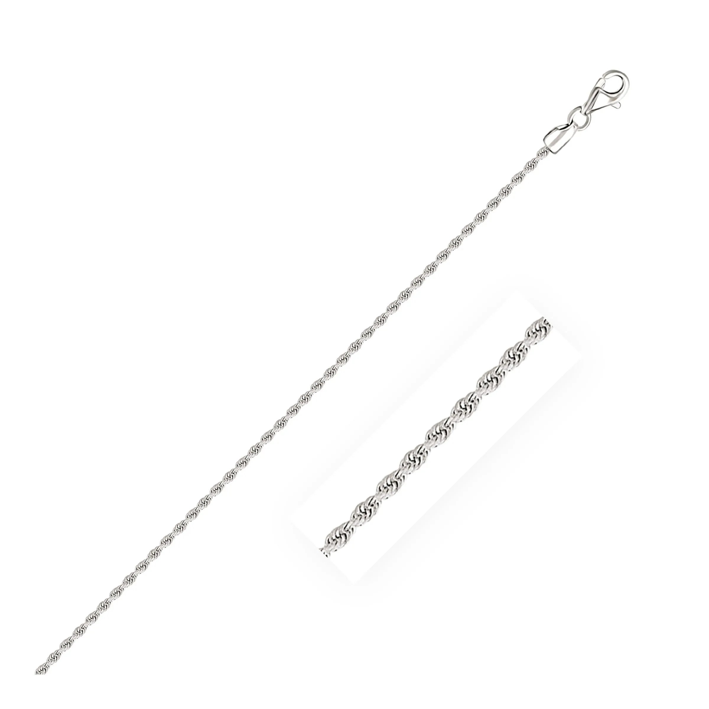 2.0mm 14k White Gold Solid Diamond Cut Rope Chain-rx04308-20