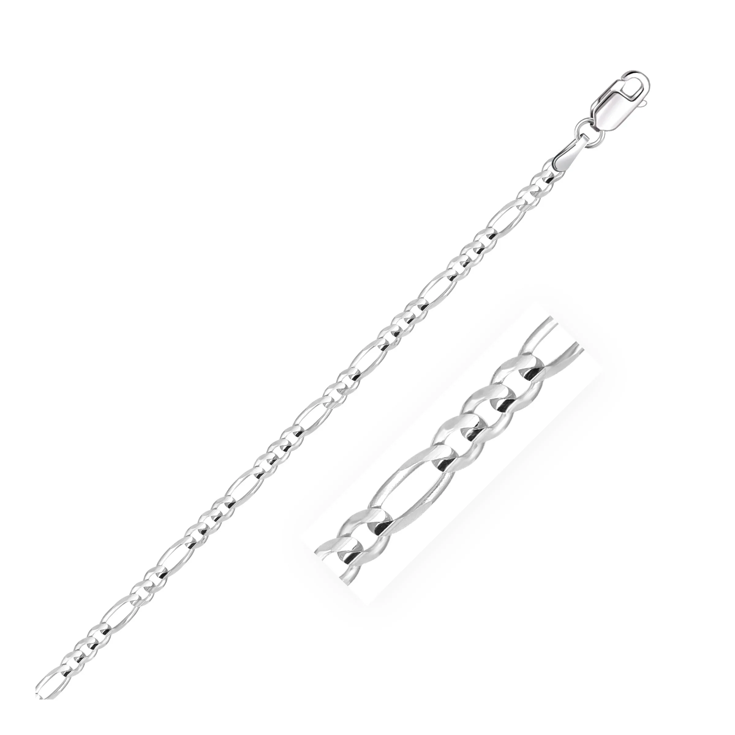 3.0mm 14k White Gold Solid Figaro Chain-rx48365-24