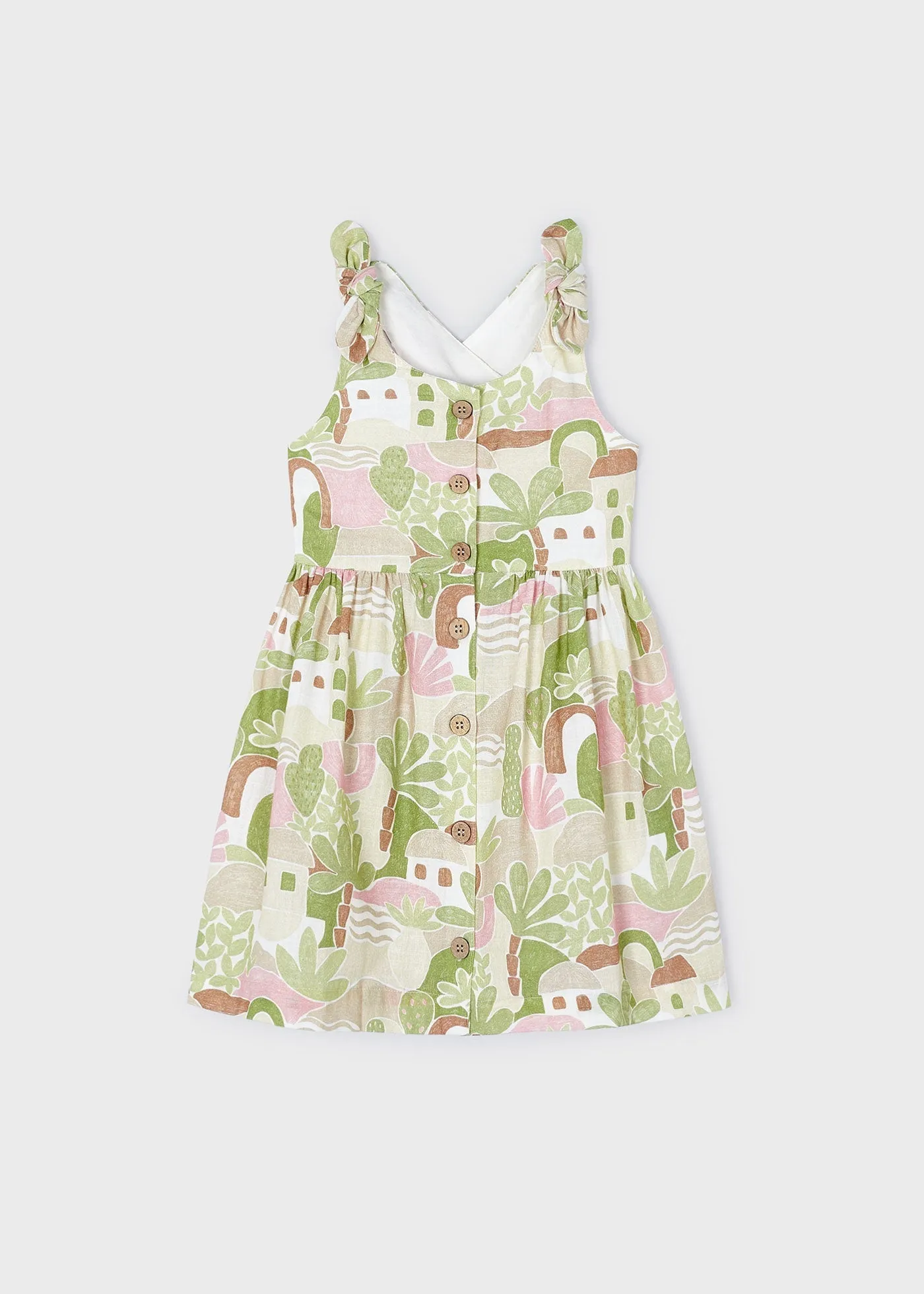 3932 - Printed dress for girl - Apple