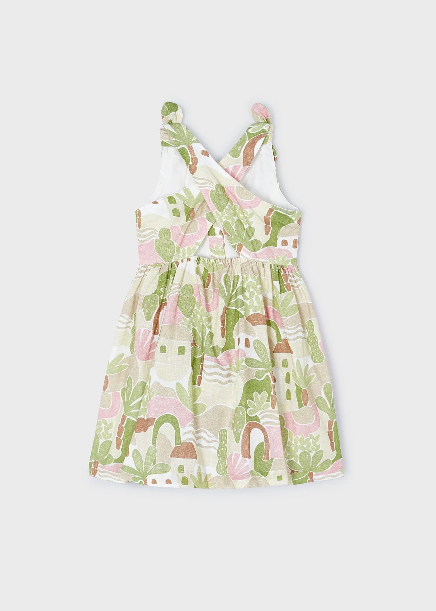 3932 - Printed dress for girl - Apple