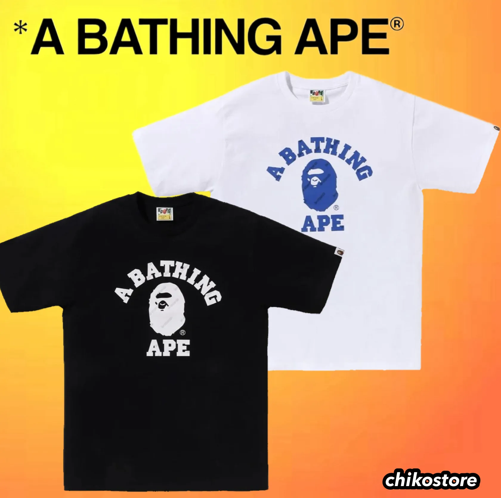 A BATHING APE  |Crew Neck Unisex Street Style Cotton Short Sleeves Logo