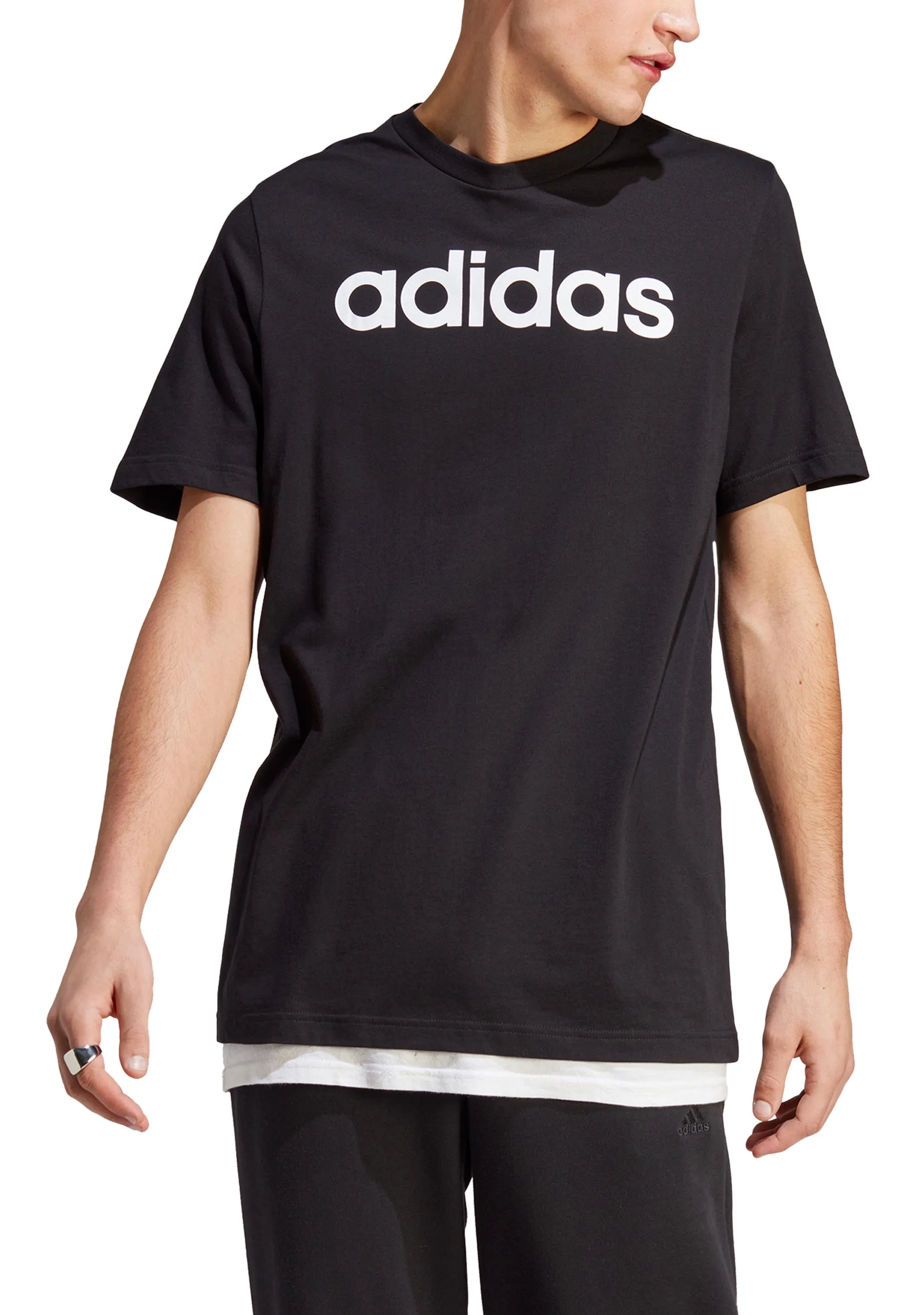 Adidas Mens Essentials Single Jersey Linear Embroidered Logo Tee  IC9274