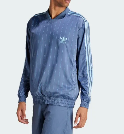 adidas  |Stripes Street Style V-Neck Long Sleeves Logo Tops