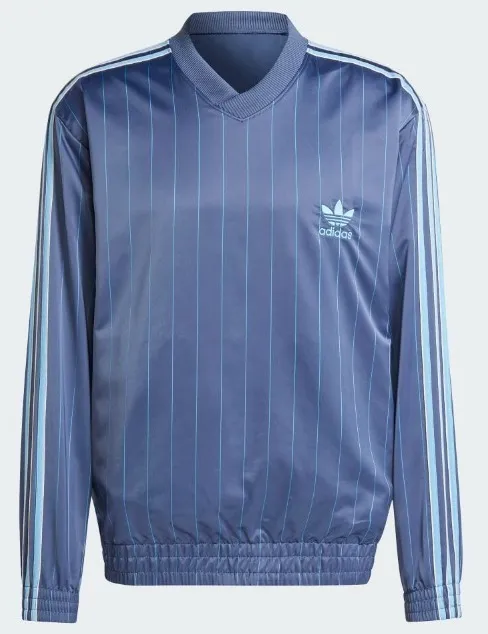 adidas  |Stripes Street Style V-Neck Long Sleeves Logo Tops