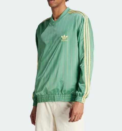 adidas  |Stripes Street Style V-Neck Long Sleeves Logo Tops