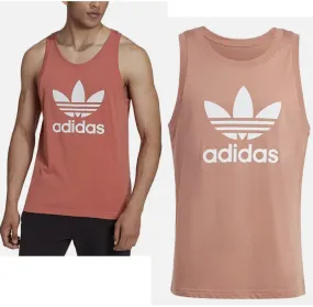 adidas  |Unisex Street Style Cotton Oversized Dark Brown Logo Tanks