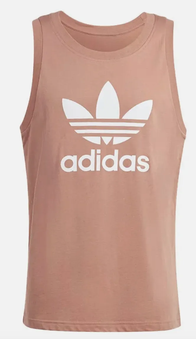 adidas  |Unisex Street Style Cotton Oversized Dark Brown Logo Tanks