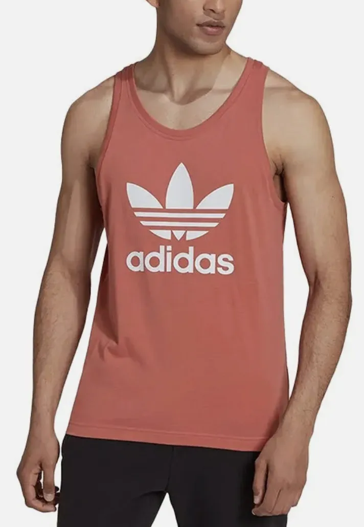 adidas  |Unisex Street Style Cotton Oversized Dark Brown Logo Tanks