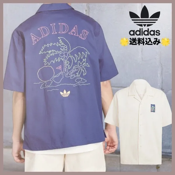 adidas  |Unisex Street Style Plain Cotton Short Sleeves Oversized