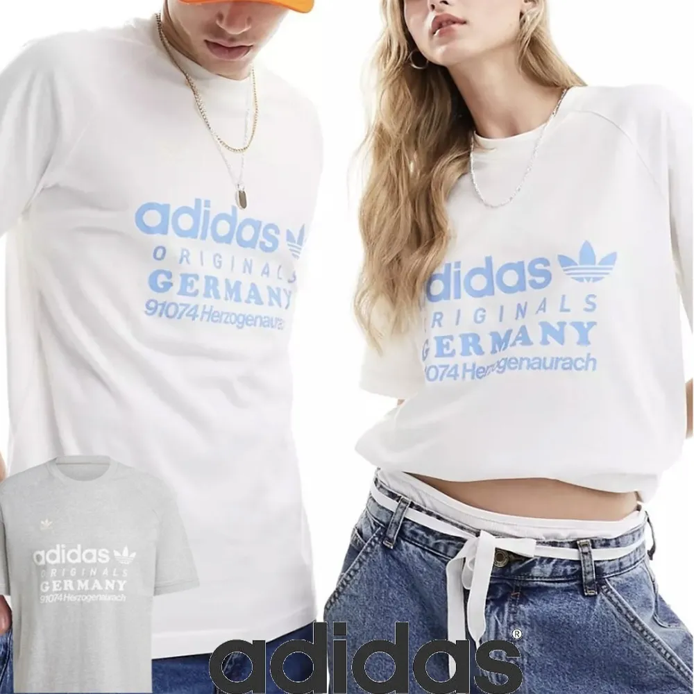 adidas  |Unisex U-Neck Bi-color Plain Short Sleeves Logo T-Shirts