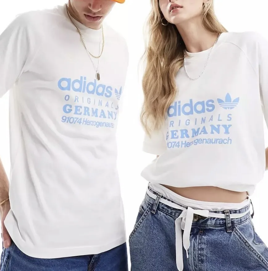 adidas  |Unisex U-Neck Bi-color Plain Short Sleeves Logo T-Shirts