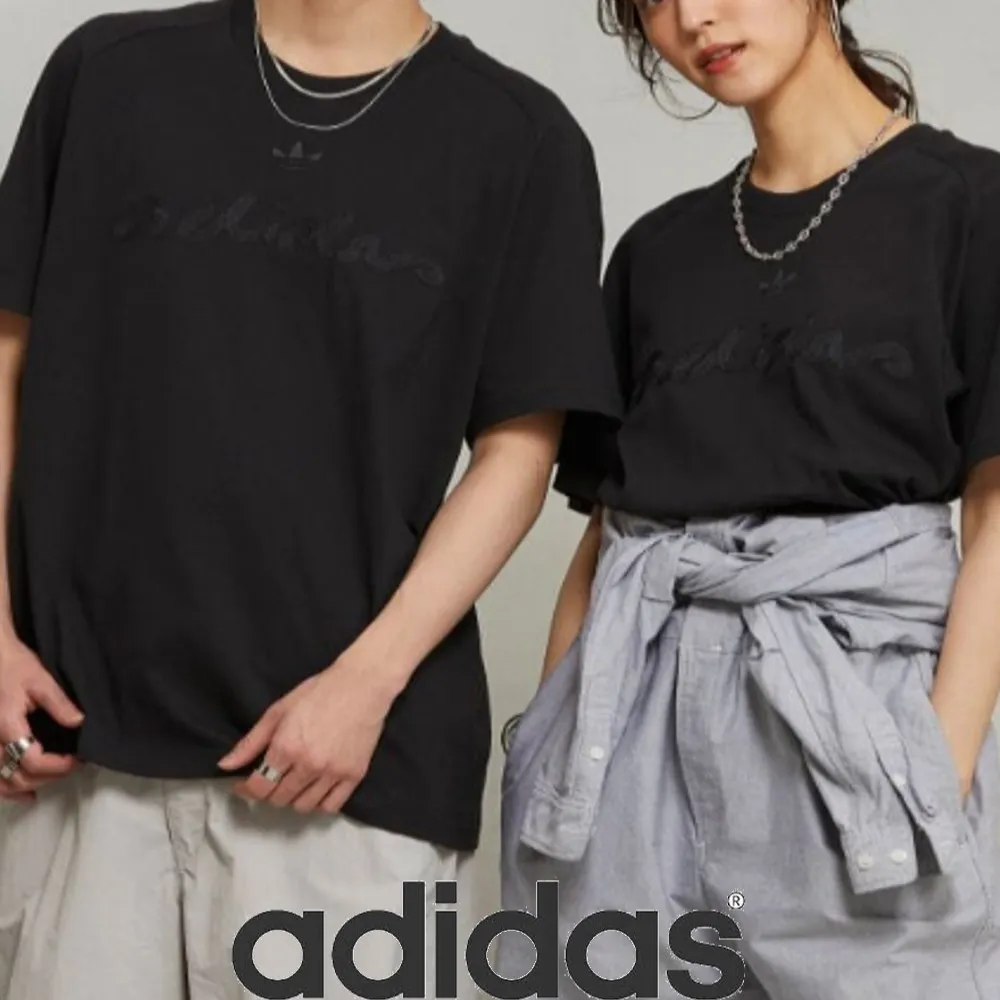 adidas  |Unisex U-Neck Bi-color Plain Short Sleeves Oversized Logo