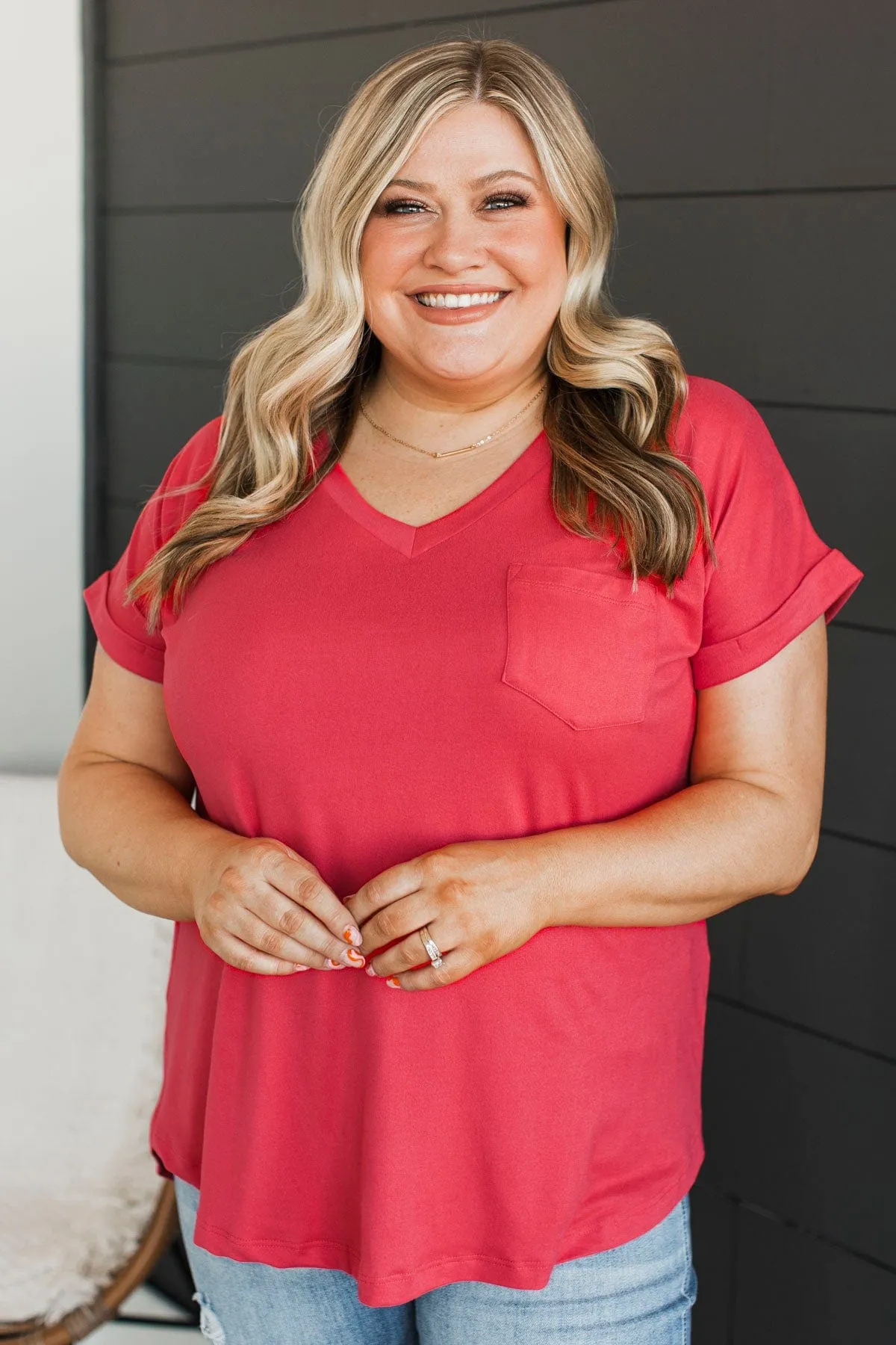 All The Best Short Sleeve Top- Dark Coral