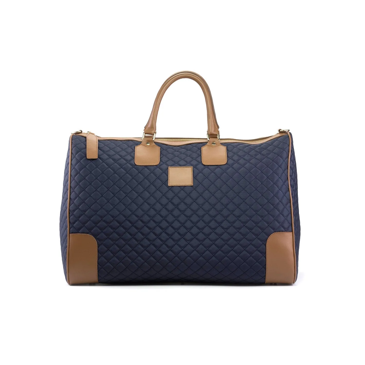 Ambrogio Unisex Brown & Blue Quilted Leather Weekender Bags (AMBH1030)