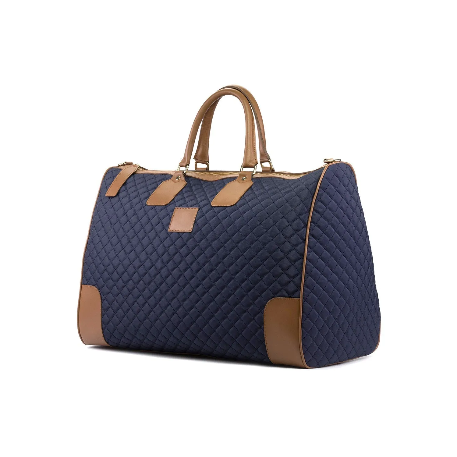 Ambrogio Unisex Brown & Blue Quilted Leather Weekender Bags (AMBH1030)