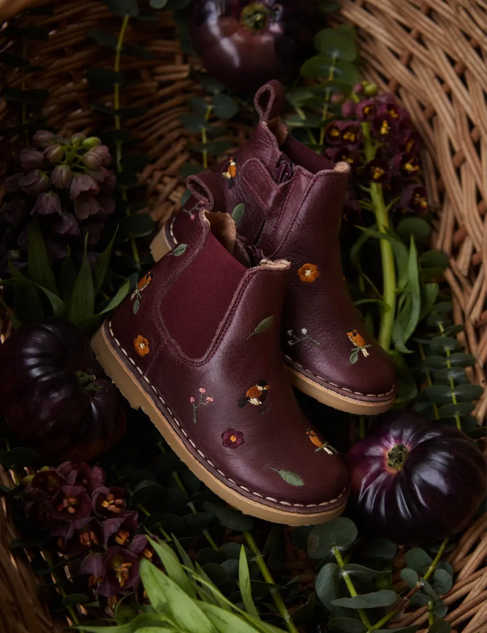 Ankle Boot Birds - Plum