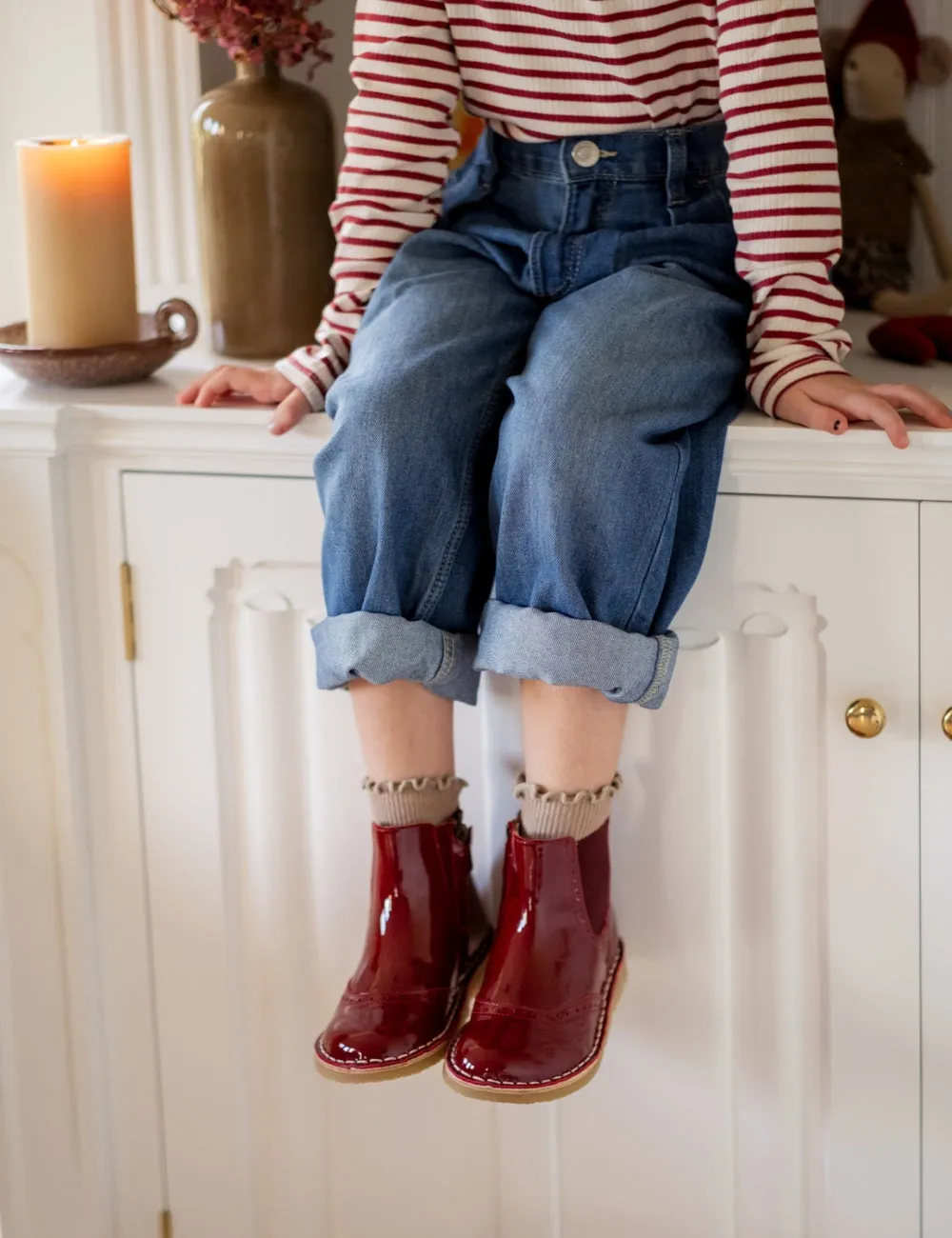 Ankle Boot Stars - Cherry Patent