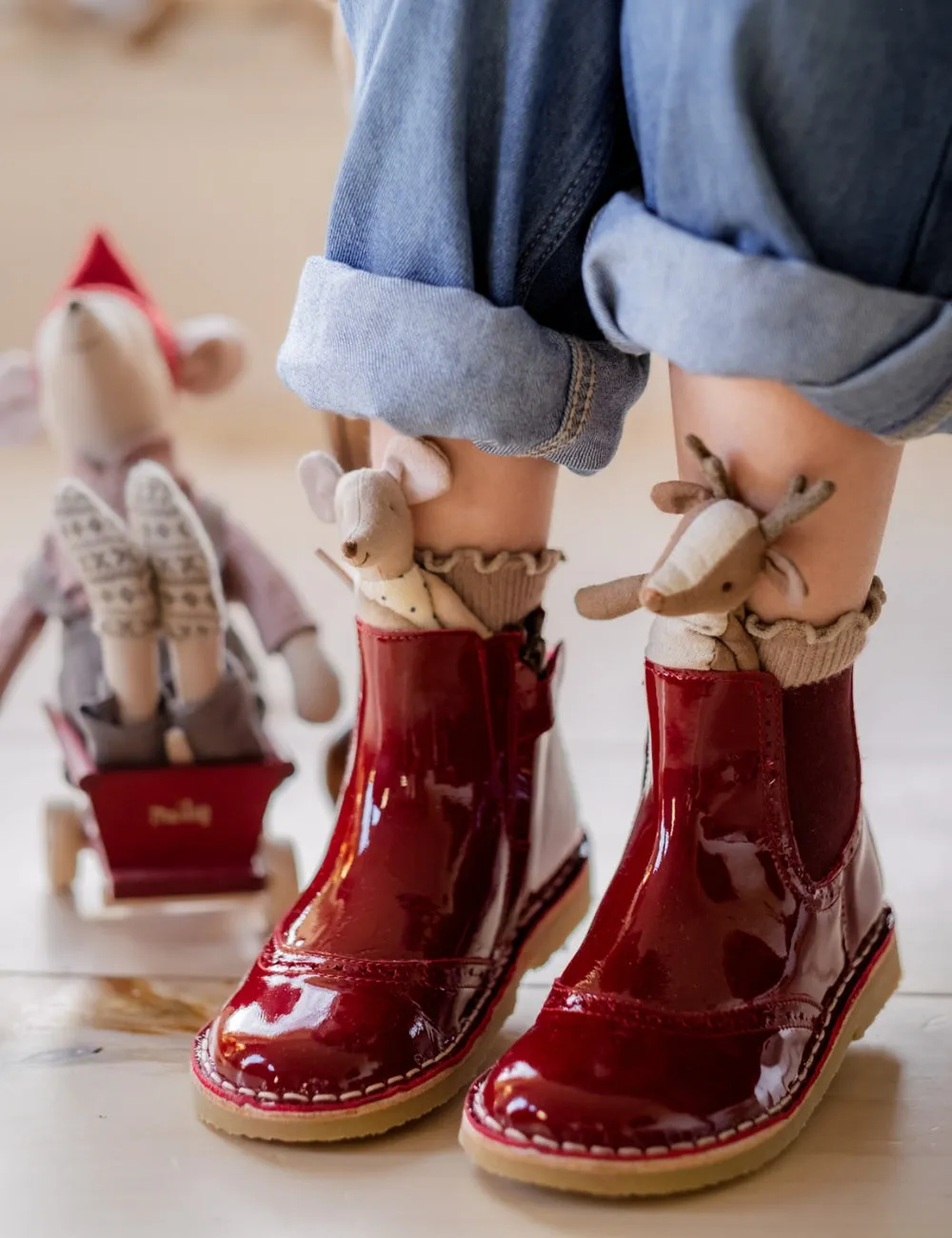 Ankle Boot Stars - Cherry Patent