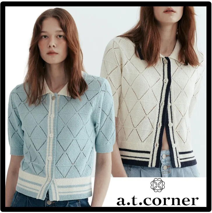 a.t.corner  |Casual Style Street Style Logo Cardigans