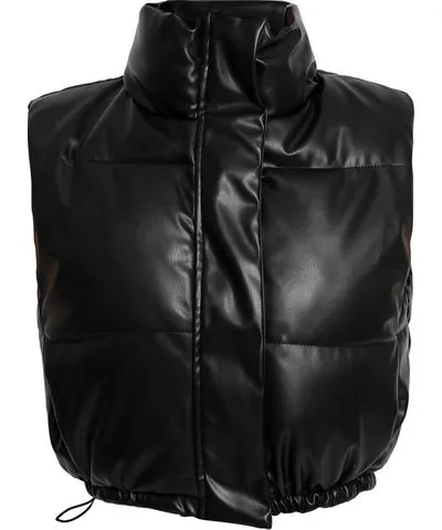 Ats the Label Women's Riley Quilted Black Leather Vest