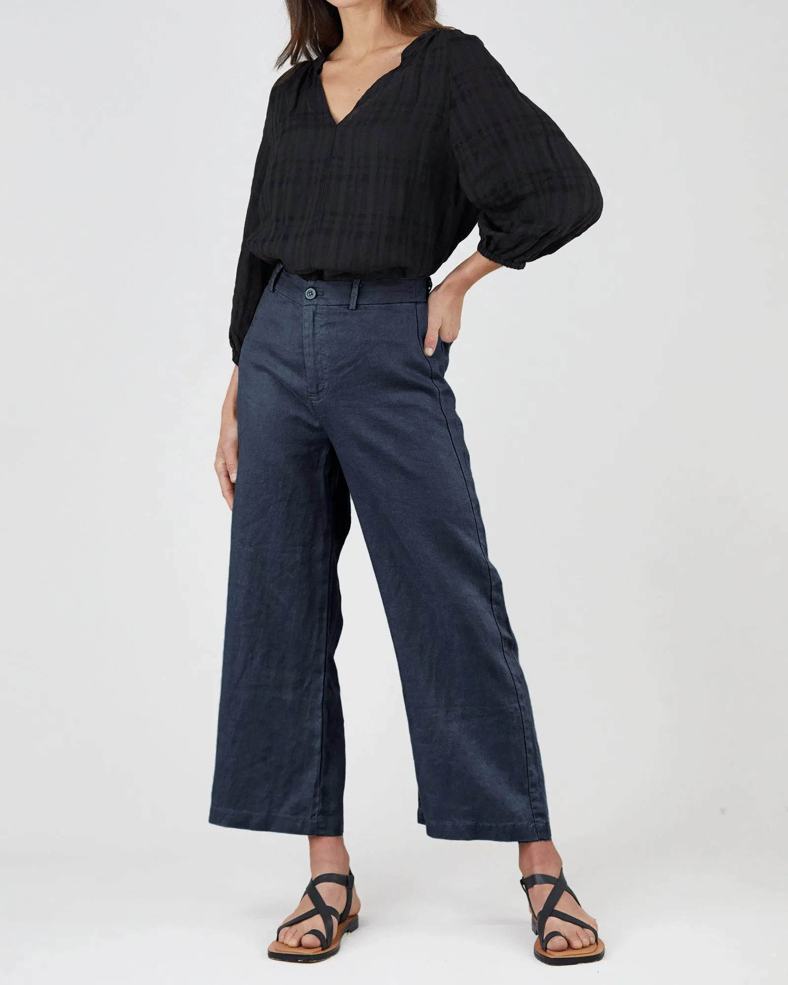 Barossa Linen Pant - Navy