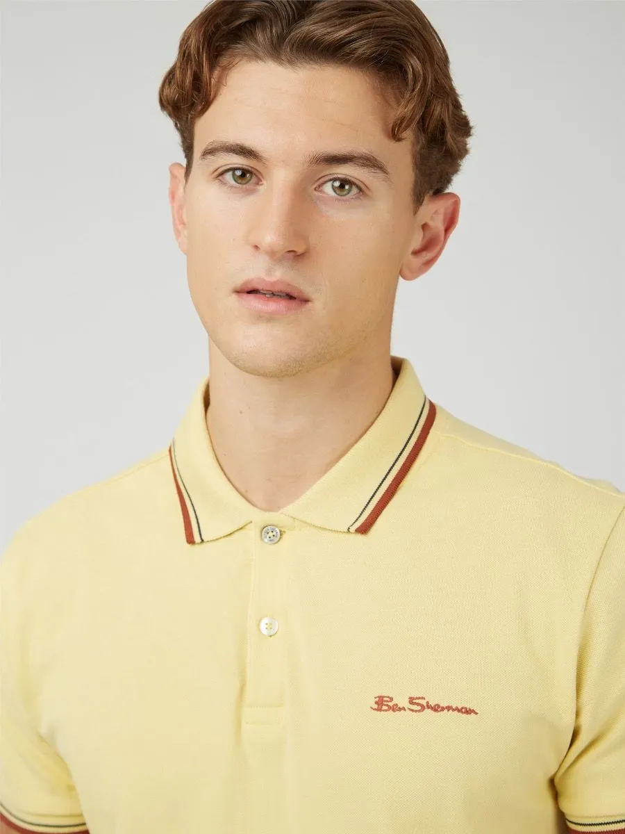 Ben Sherman Casual Short Sleeve Polo Shirt Lemon