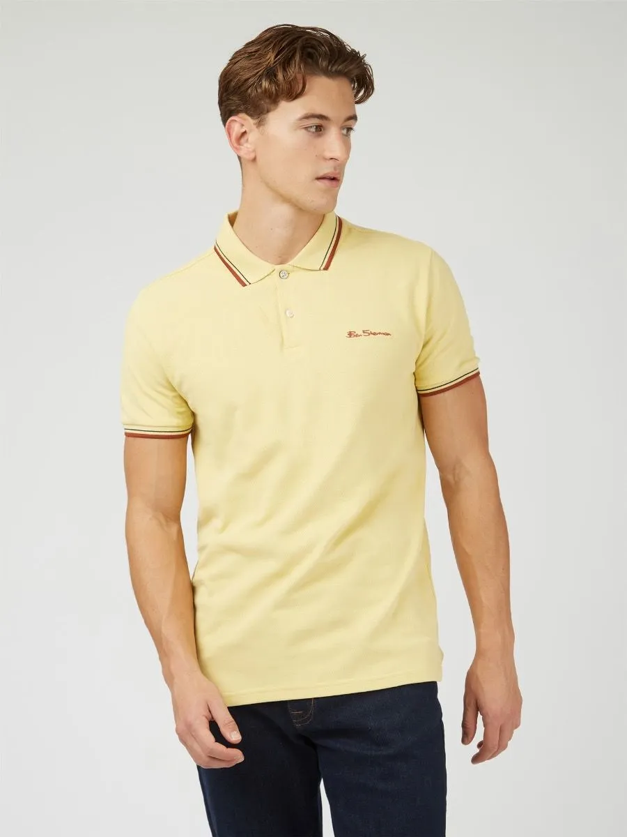 Ben Sherman Casual Short Sleeve Polo Shirt Lemon