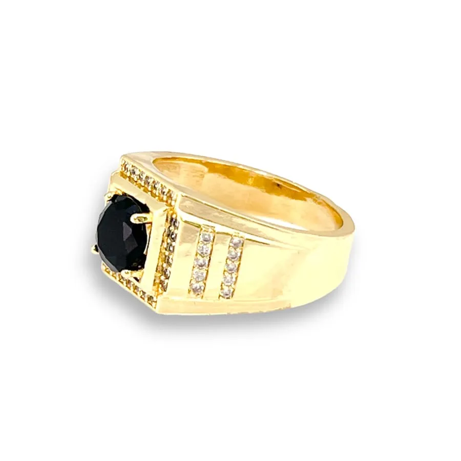 Black square stone unisex ring 18k of gold plated