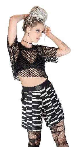 Black wide fishnet crop top