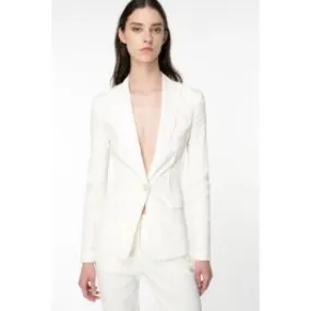 Blazer monopetto in lino stretch donna Bianco