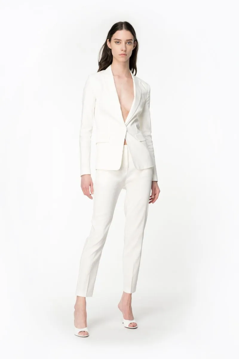 Blazer monopetto in lino stretch donna Bianco