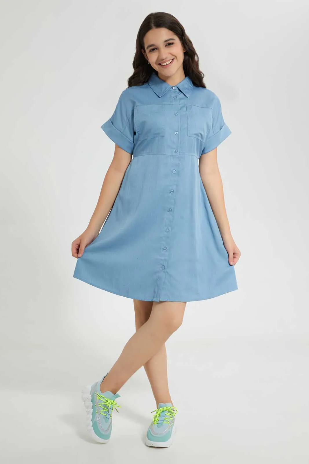 Blue Denim Shirt Dress