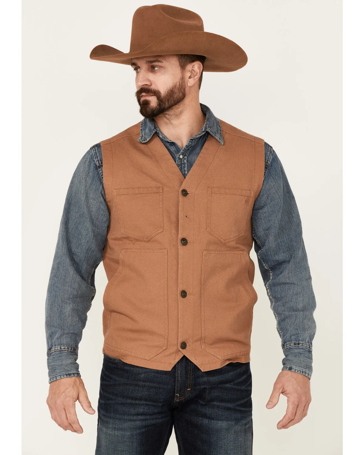 Blue Ranchwear Men's Solid Button-Down Duck Canvas Vest