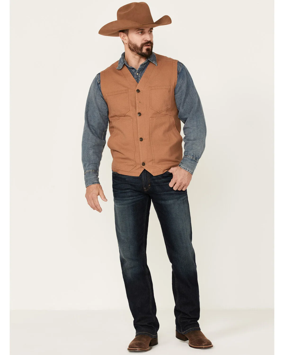 Blue Ranchwear Men's Solid Button-Down Duck Canvas Vest