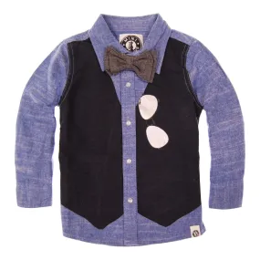 Bow Tie Vest Button Down Baby Shirt by: Mini Shatsu