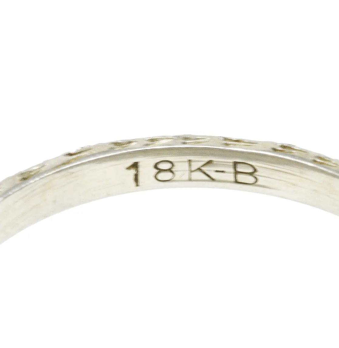 Bristol & Co. Art Deco 18 Karat White Gold Orange Blossom Wheat Unisex Stacking Band Ring