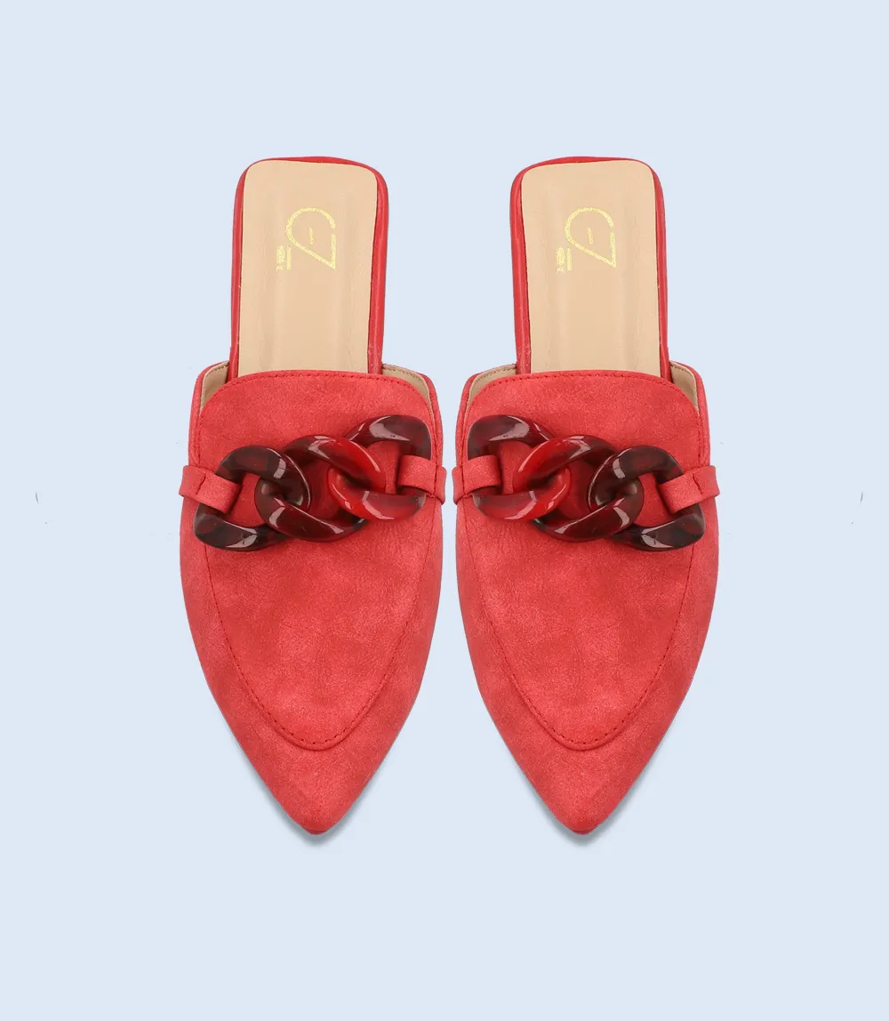 BW8157-RED-Women Casual Mules