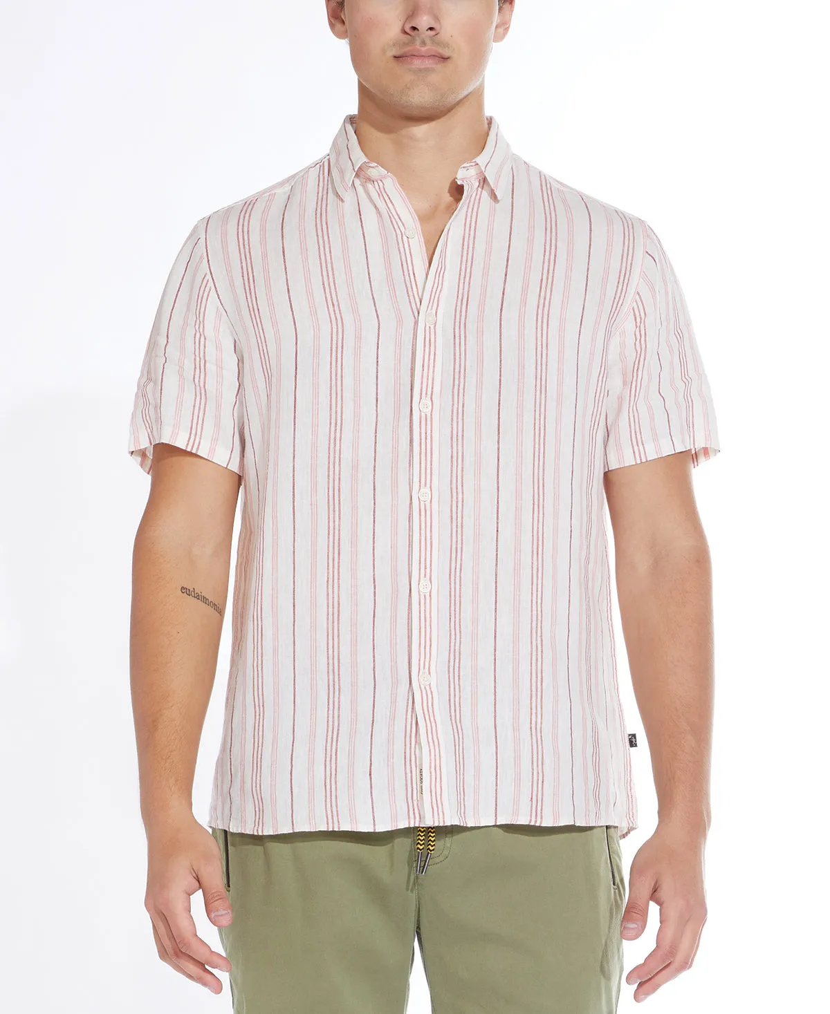 Calico Short Sleeve Shirt (White/Rust)