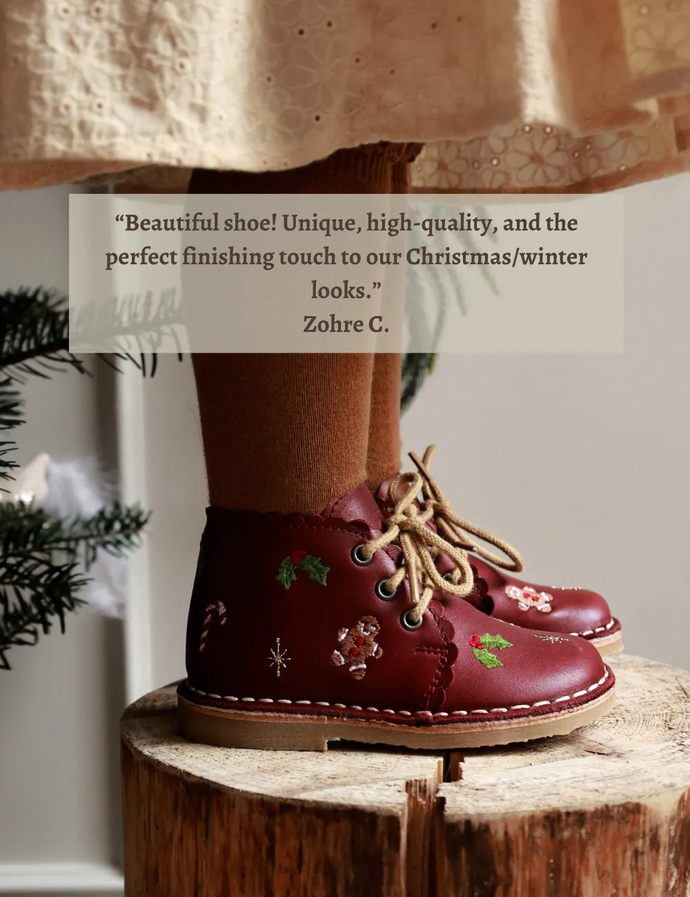 Christmas Scallop Boot - Bordeaux